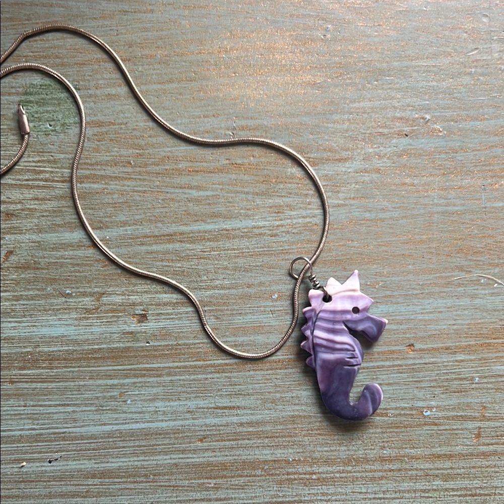 Wampum Seahorse Pendant Necklace